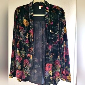 Pilcro Anthropologie velvet blouse size S